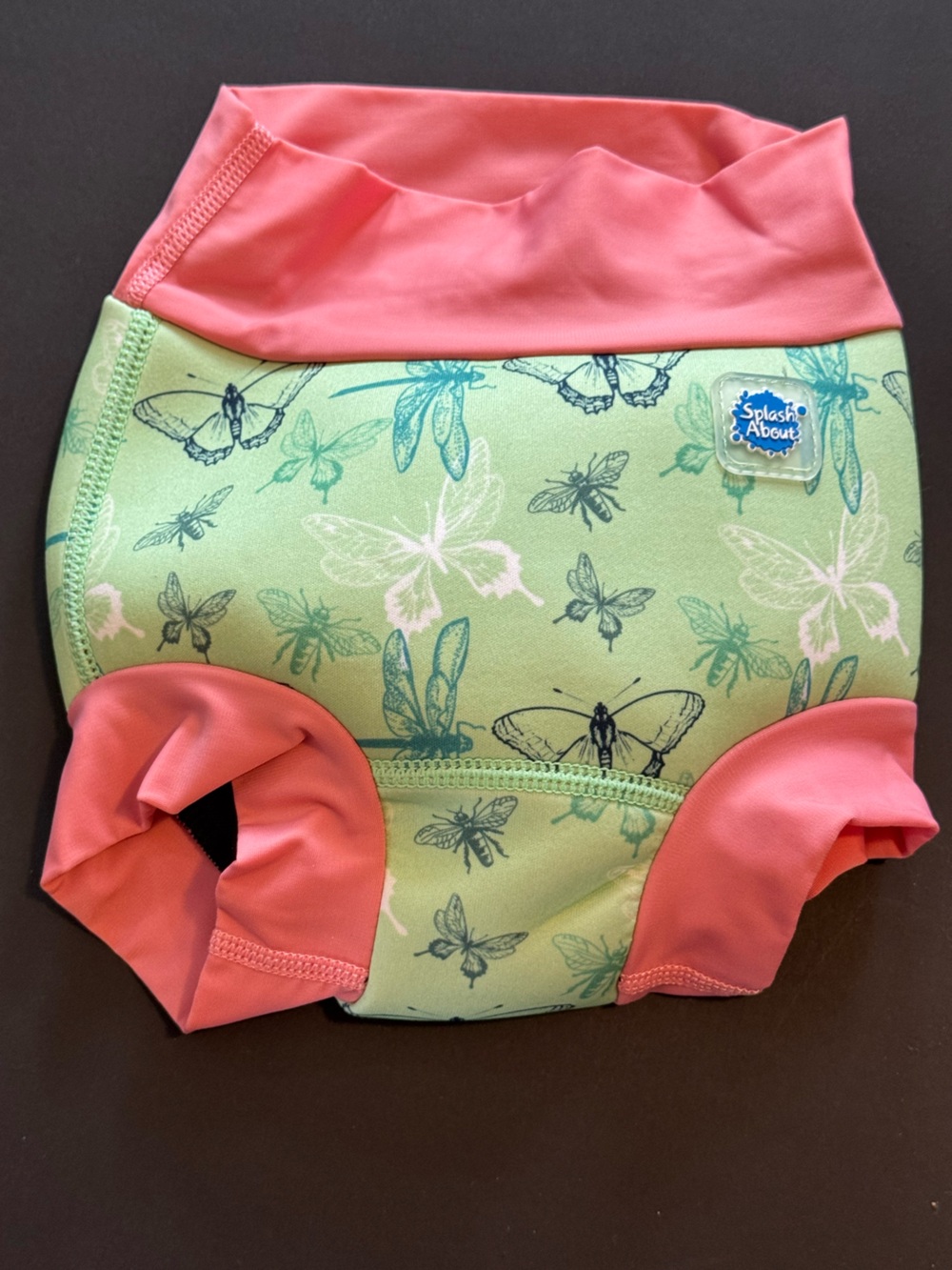 Splash About Kids Green Butterfly Swim Diaper with Pink Trim